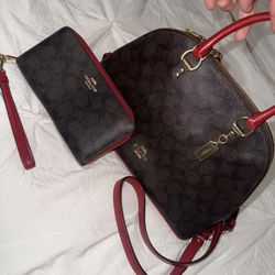 Red & Brown Coach Bag 