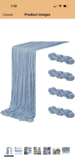 12 Pack Dusty Blue Cheesecloth Table Runner 20 x 120 inch Gauze Table Runners 10 FT Long,Semi Sheer Boho Cheese Cloth Fabric Table Runner Bulk for Wed
