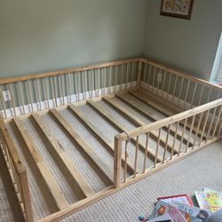 Organic Wood FLOOR Bed Frame Size Full 