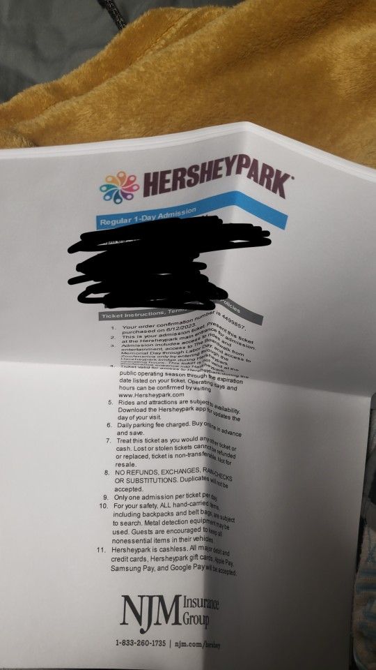 4 Hershey Tickets With Free Parking!