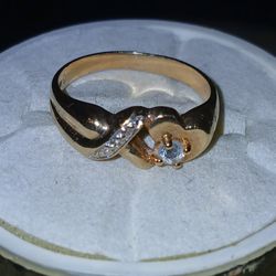 10k Gold Diamond & White Sapphire Ring 