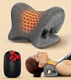 5X Pain Relief Neck Massager with Heat, Graphene-Infused Instant Heating Neck Stretcher for TMJ Migraine, Smart Control