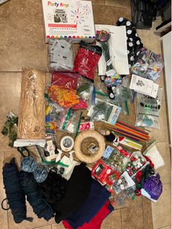 Huge Craft Supply Lot - Fabric, Yarn, Floral, Party Decor & More