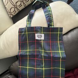Jean Paul Gaultier Blue Green Plaid Tote Bag