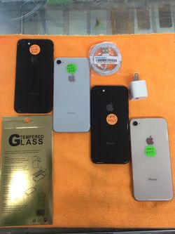 iPhone 8 unlocked 64 gb with free temper glass and charger