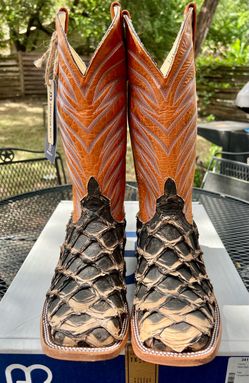 New Mens Anderson Bean Brown Big Bass Pirarucu Cowboy Boots 9.5 D