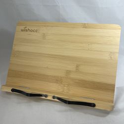 New Wishacc Bamboo Reading Book Stand Cookbook Holder Tray Ipad Adjustable Rack