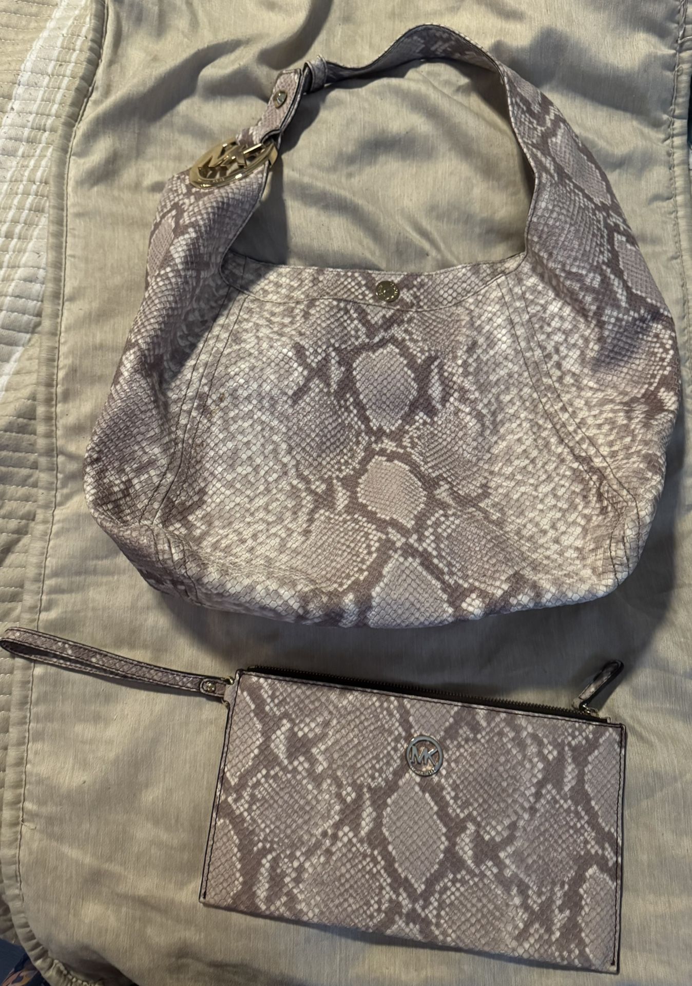 Michael Kors Snake Purse and Wristlet
