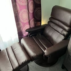 Leather Message Chair With Ottoman