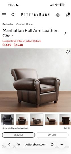 PB Roll Arm Leather Chair