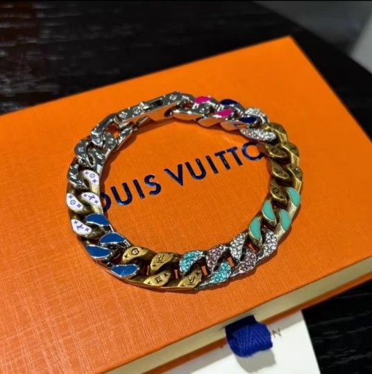 Fashion Designer Model Colorful Diamonds Candy Blue Cuban Bracelet