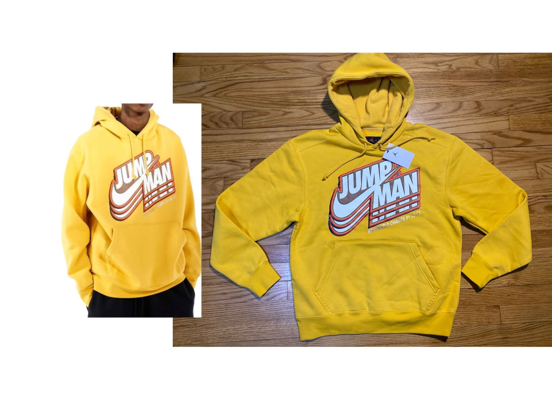 JORDAN Jumpman Core Fleece Pullover Hoodie sz M NEW! Yellow Retro NBA New!