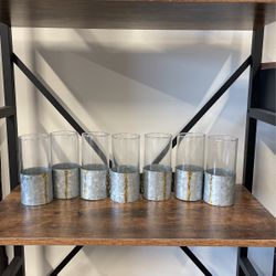 Galvanized Metal And Glass Decorative Vases