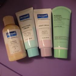 Dermasil daily face cream, oatmeal milk toner, night cream and blemish control oil free clarifying cleanser 