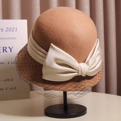 Brown Wool elegant hat