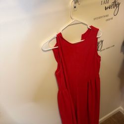 Red Sleeveless Midi Dress