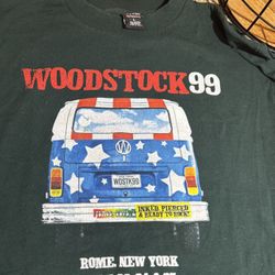 Vintage Woodstock ‘99 Green Bus Logo Event Tee