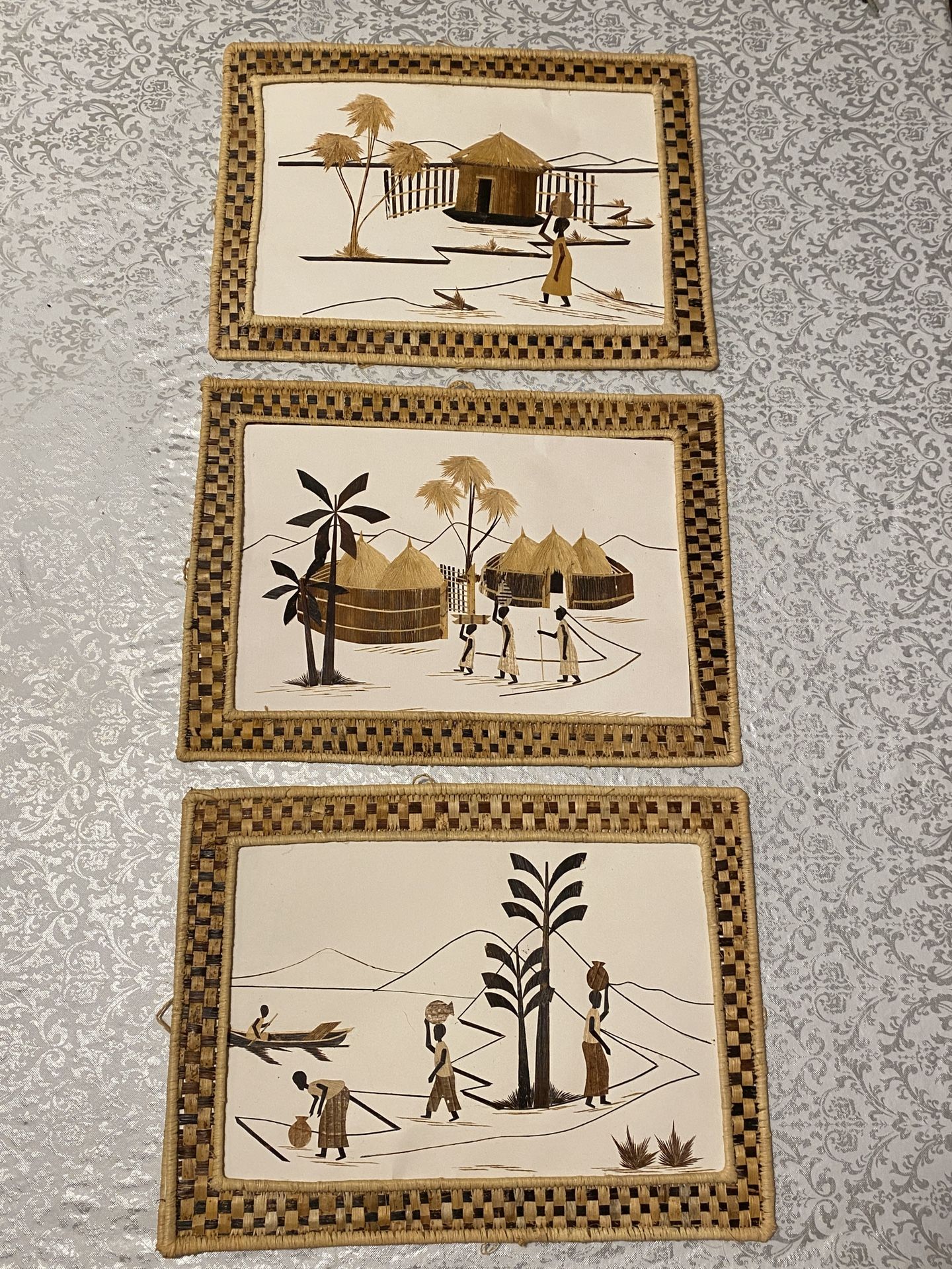 Hand made wall art (Africa) set of 3