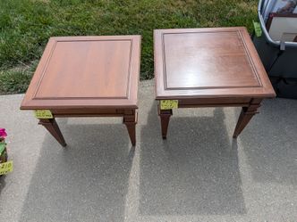 Two solid wood end tables