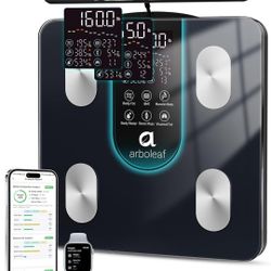 arboleaf Smart Scale for Body Weight, 8-Electrode Dual-Frequency BIA Bathroom Scale with 7-in-1 Display for BMI Body Fat Muscle Mass, Segmental Full B