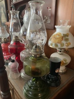 Vintage green oil lamp