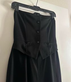 Fashion Nova Black Strapless Wide-Leg Jumpsuit