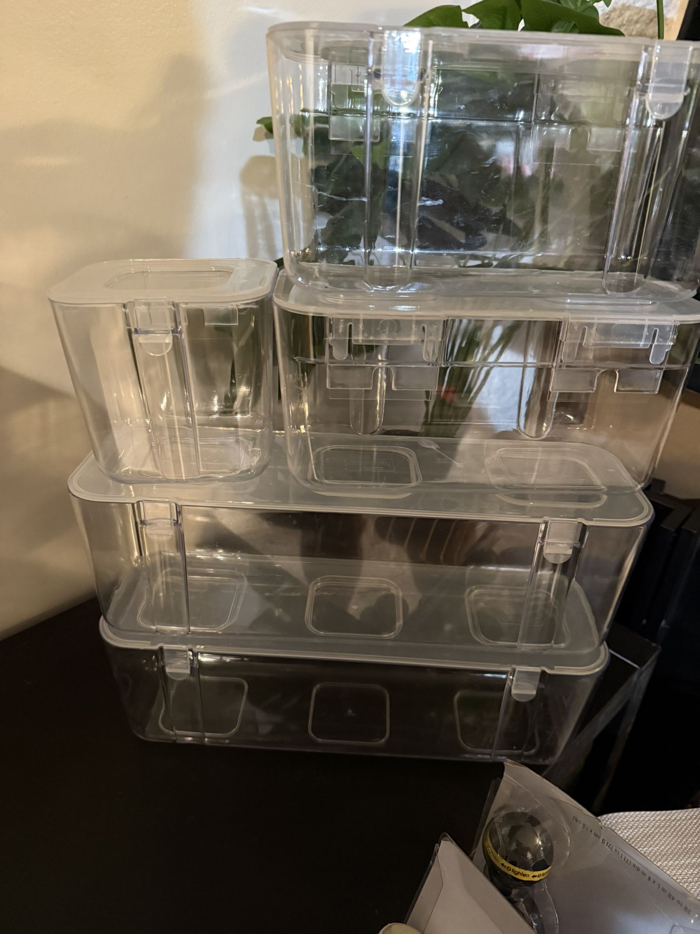 Set Of 5 Stackable Refrigerator Organizer with Lids, Fridge Organization and Storage Clear Containers, BPA-Free Plastic Pantry Bins for Fruits, Vegeta