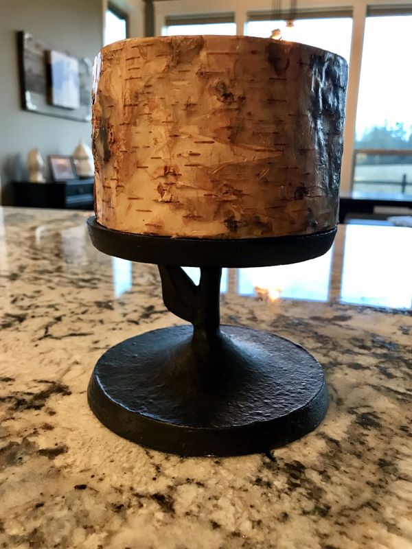 Pottery Barn iron candle holder with candle for Sale in Vancouver, WA