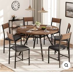 NEW Walnut Metal Dining Chair, Set of 6