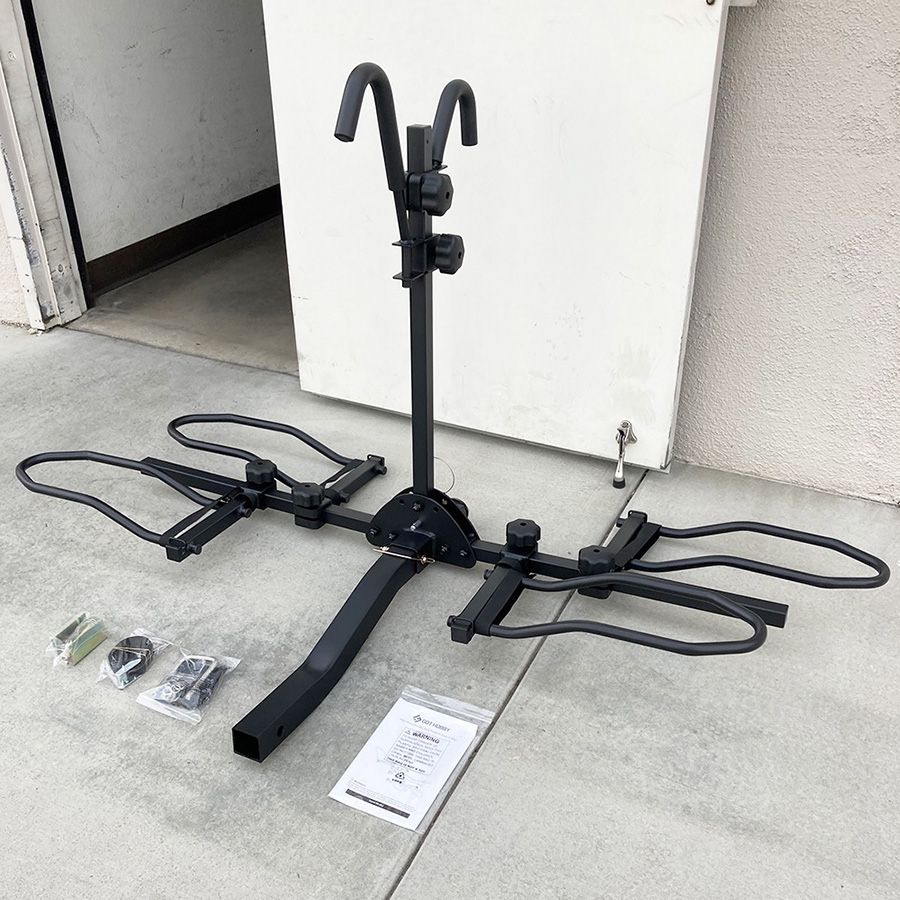 (NEW) $115 Heavy Duty 2-Bike Rack, Wobble Free Tilting Electric Bicycle Carrier 120lbs Capacity, 2” Hitch