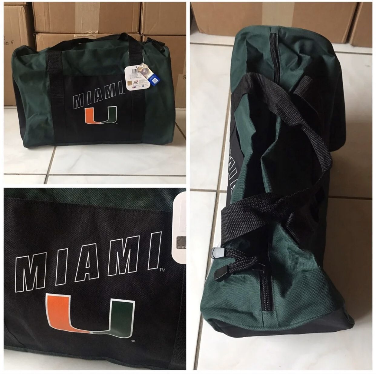 NEW! University of Miami Hurricanes Duffle Gym Bag