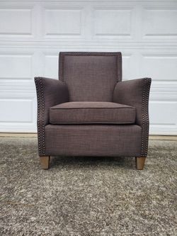 Uttermost Darick Charcoal Armchair Accent Chair Nailhead Details