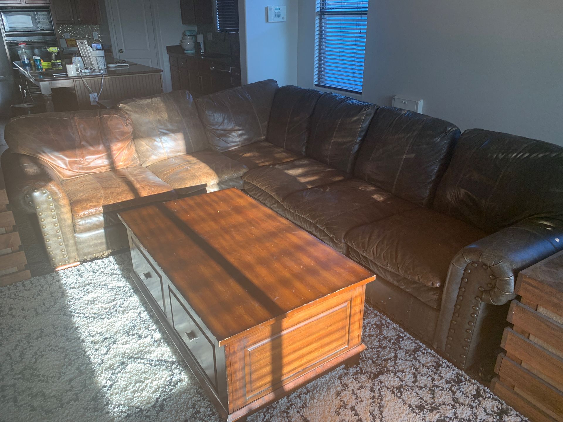 Authentic leather nailhead couch