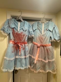 The Shining Movie Grady Twins Adult Dresses Costume Horror Zombie Halloween Women’s Small & Women’s Large