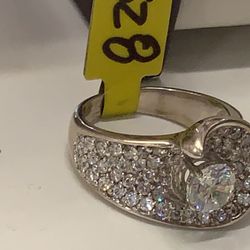 Sterling Silver Size 8 Ring //cz Stones 