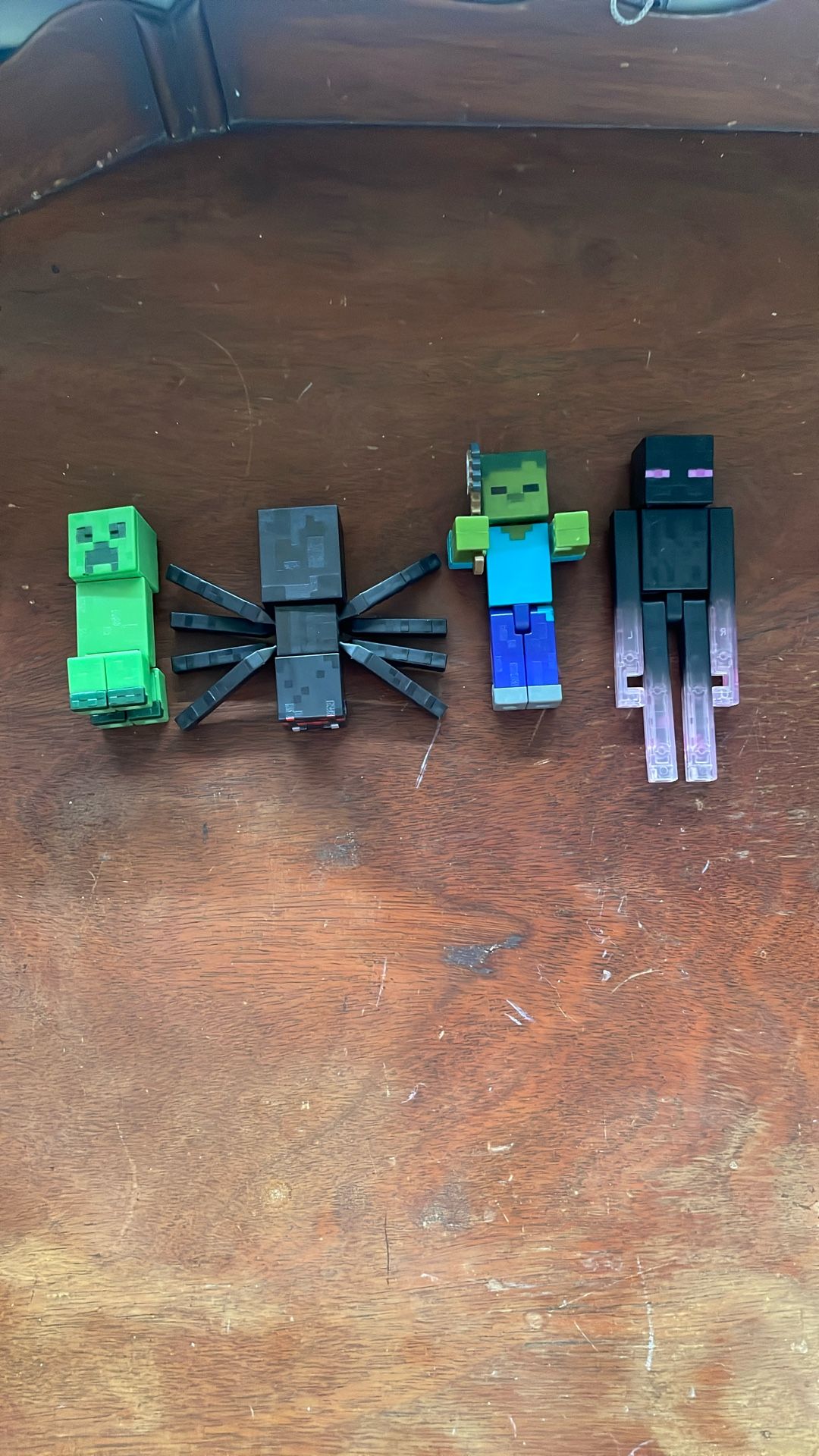 Minecraft Figures Creeper, Spider, Zombie, And Enderman