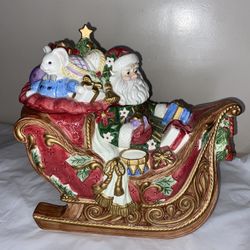 Fitz & Floyd Vintage 1995 SANTA’S SLEIGH Large Centerpiece Cookie Jar Christmas
