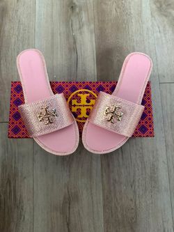 Pink Tory Burch slides