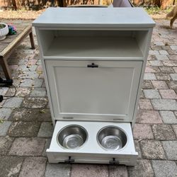 Pet Feeder Station- Dog Food Storage Cabinet Container with 2 Pull Out Dog Bowls