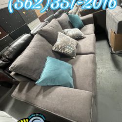 Grey Three Seat Living Room Sofa Couch 