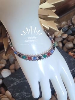 Sterling Silver 925 bracelet Riccio Rolling Gemstone Bead