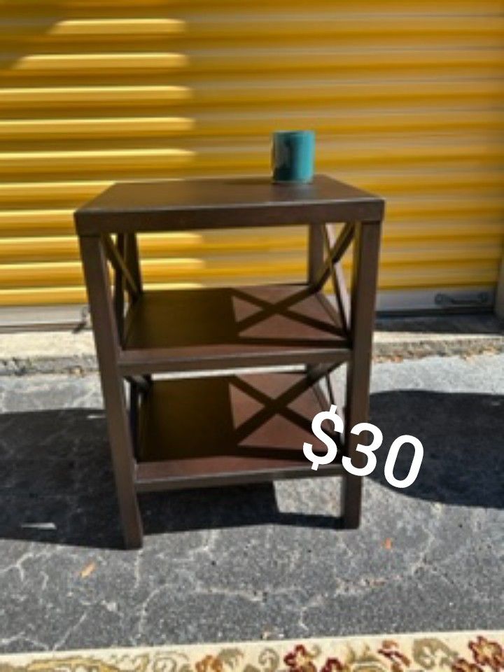 wings End Table with 2 Shelves Espresso 