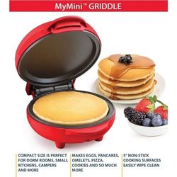 Nostalgia MyMini Mini GRIDDLE 5" Non-Stick Cooking Surface Factory Sealed NEW