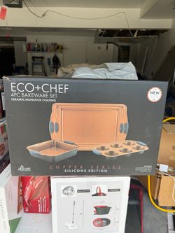 Eco+Chef 4-Piece Non-Stick Copper Bakeware Set Silicone Grips - Brand New