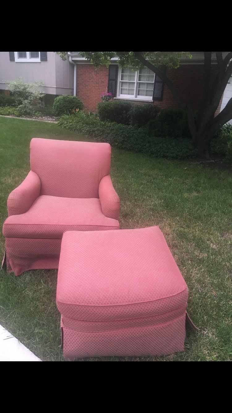 Pink Chair and ottoman
