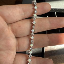 Opal And White Sapphire Bracelet