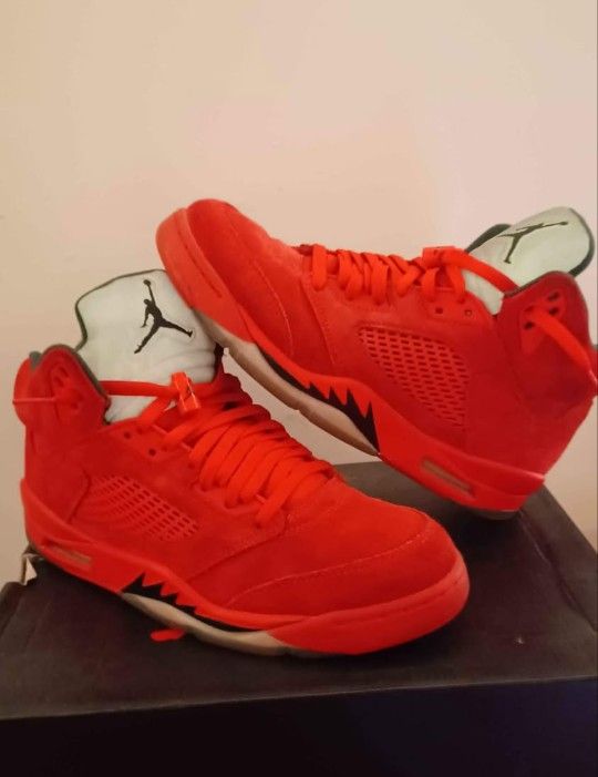 Red Suede Jordan 5s