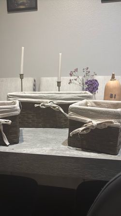 Wicker Basket Set with Fabric Liner