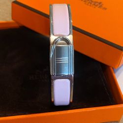 New Authentic HERMES Hermes H Clic Cadenas Bracelet Rose Dragee SHW PM