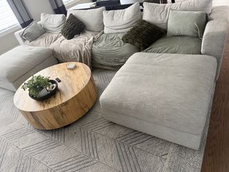 152 Inch Double Chaise Light Gray Couch
